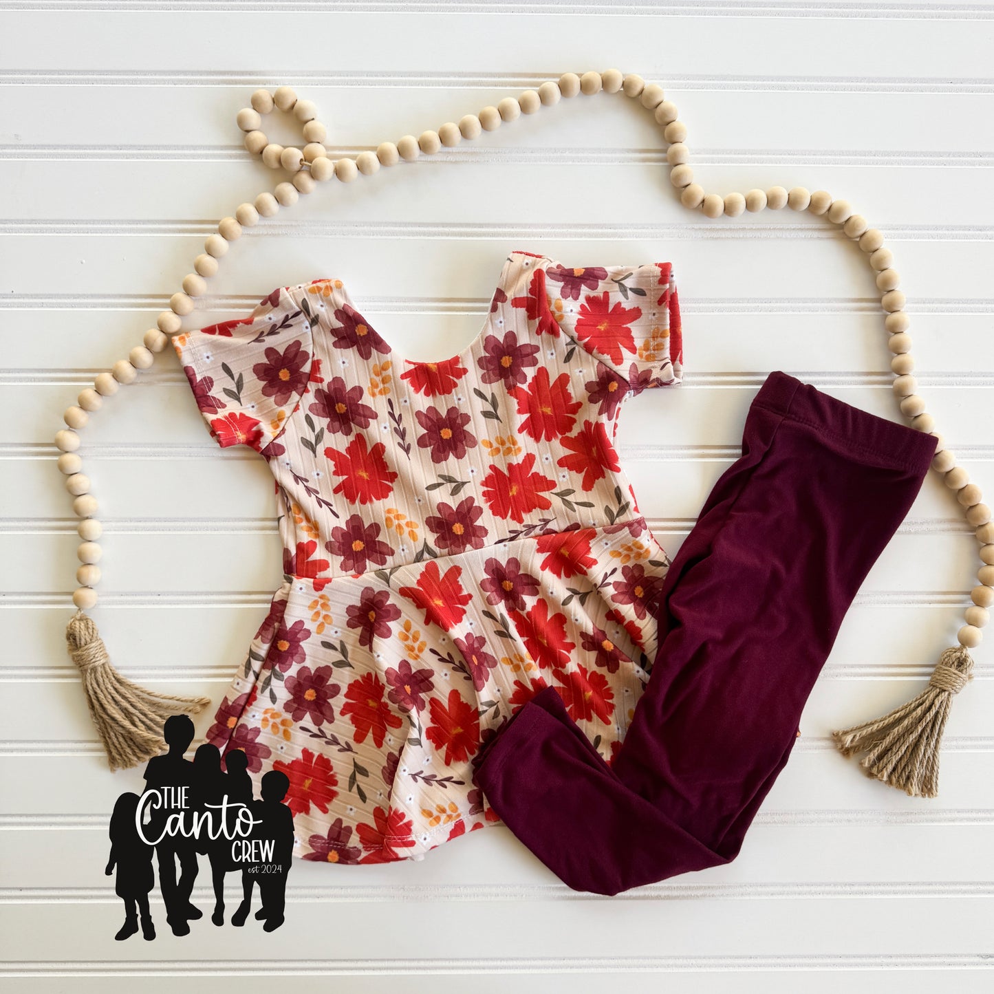 4T Peplum & 4T Leggings -- Fall Floral & Burgundy