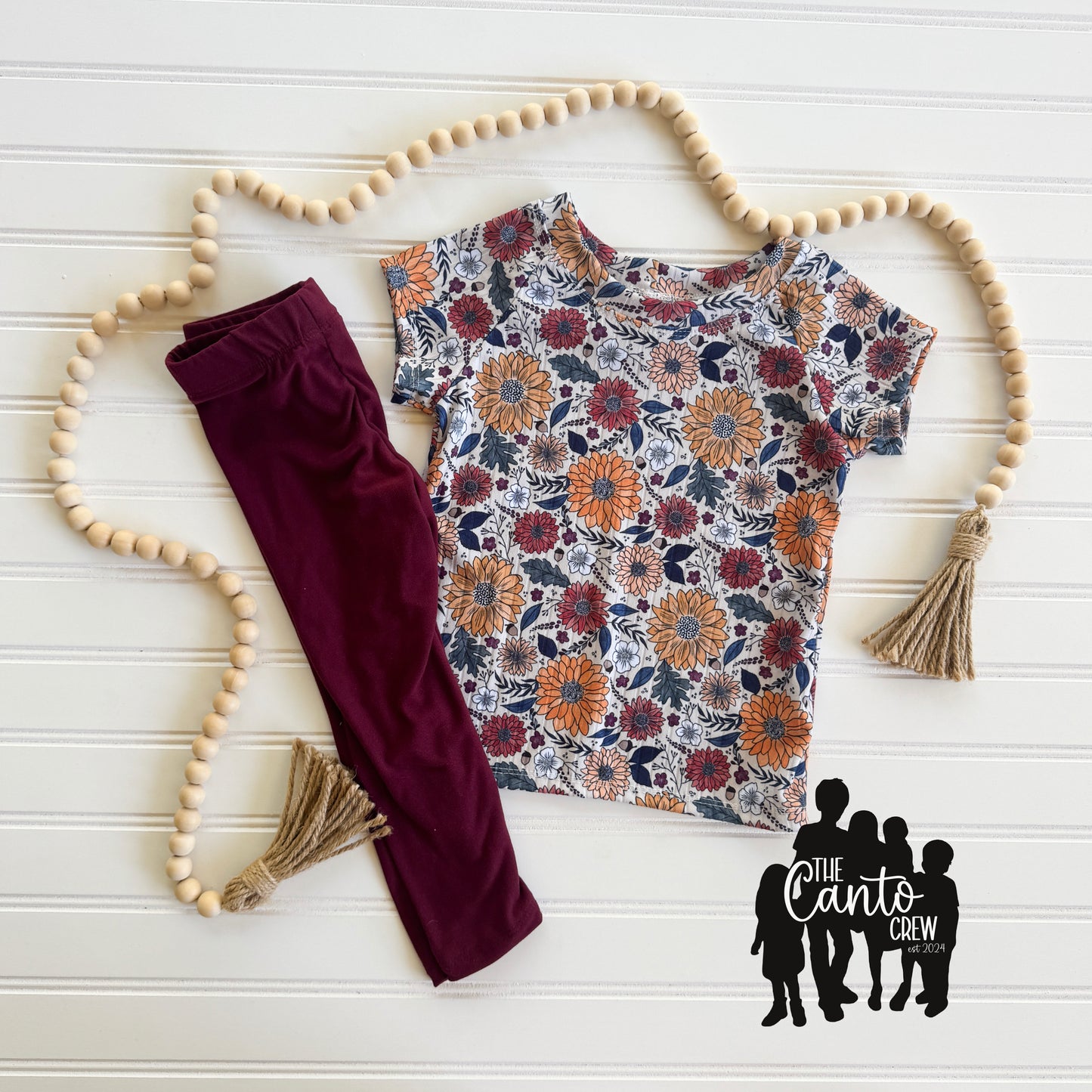 2T Raglan & 2T Leggings -- Sketch Floral & Burgundy