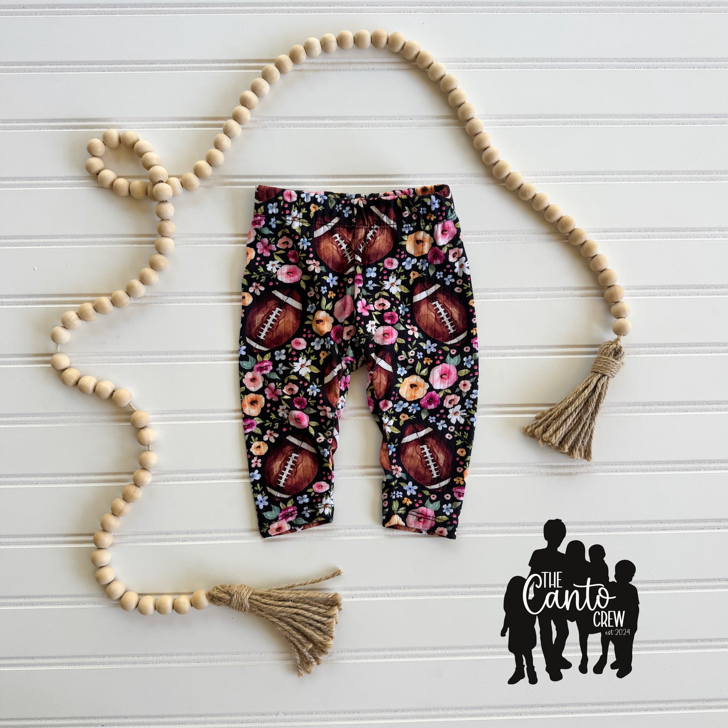 6/9 Month Leggings -- Football Floral