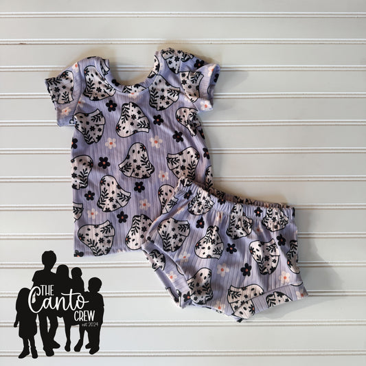 2T Raglan & Shorties -- Purple Ghosts