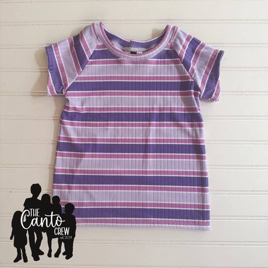 4T Basic Tee -- Purple Stripes