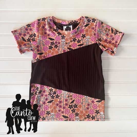 4T Color Block Tee -- Skeleton Floral/Black