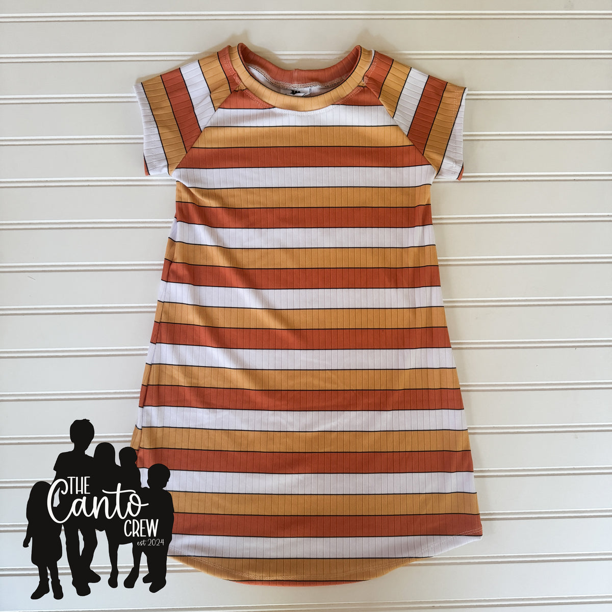 5 Raglan Dress -- Candy Corn Stripes