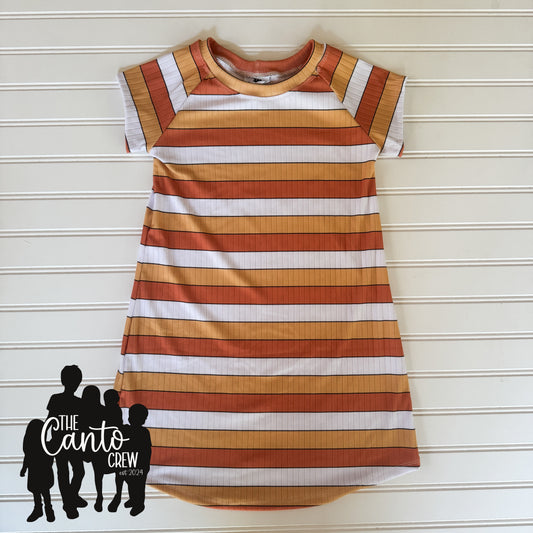 5 Raglan Dress -- Candy Corn Stripes