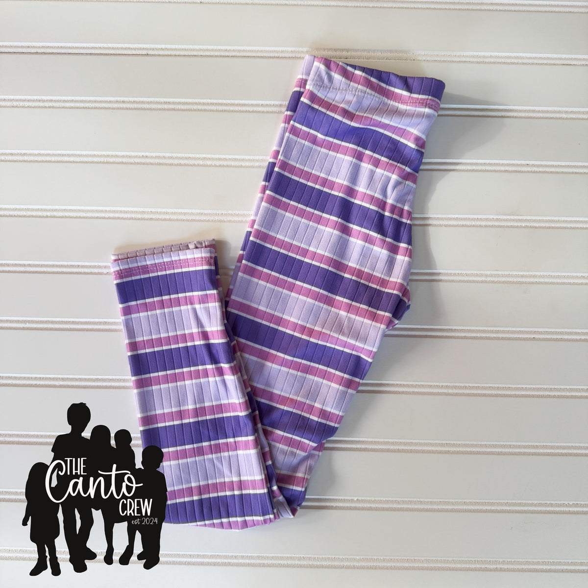 7/8 Leggings -- Purple Stripes
