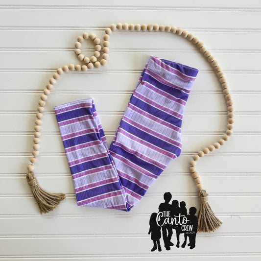 7/8 XL Leggings -- Pink/Purple Stripes