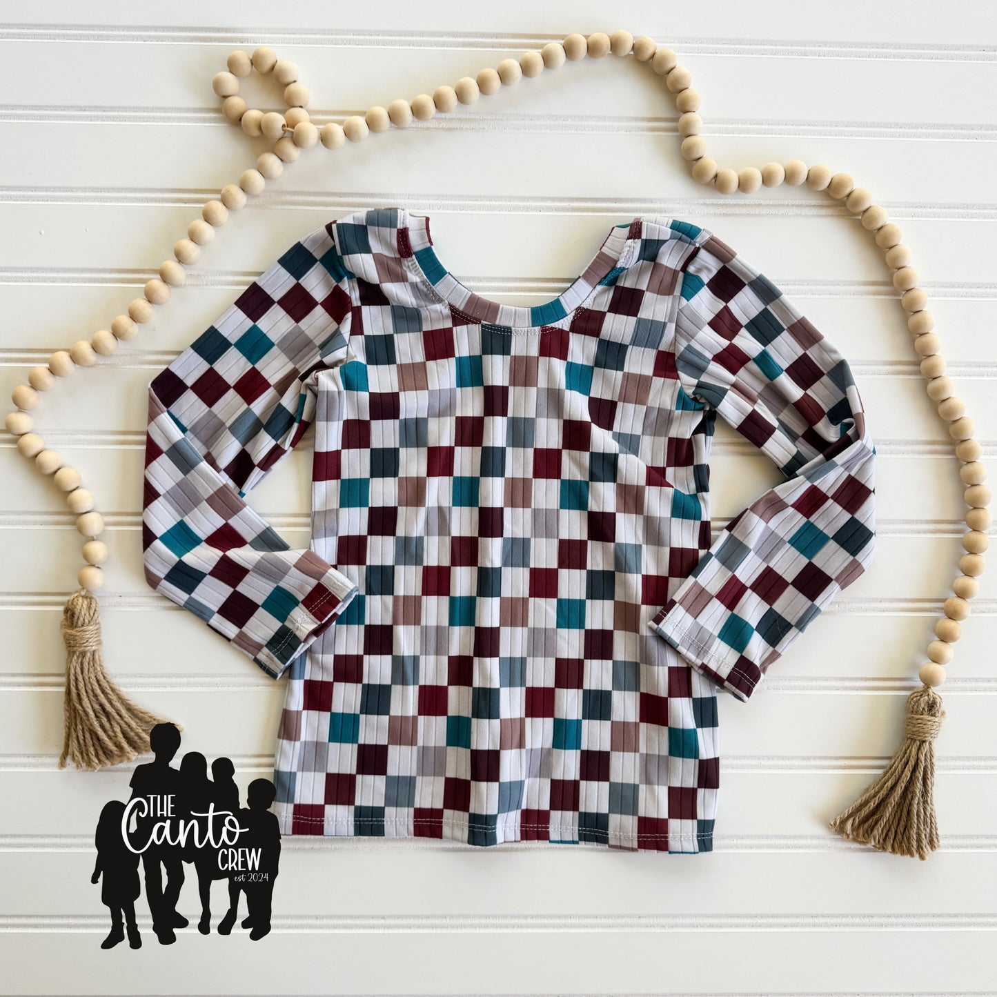 4T Basic Tee Long Sleeve -- Fall Checks