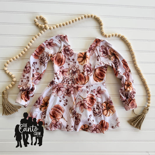 4T Peplum Bishop Sleeve -- Pumpkins