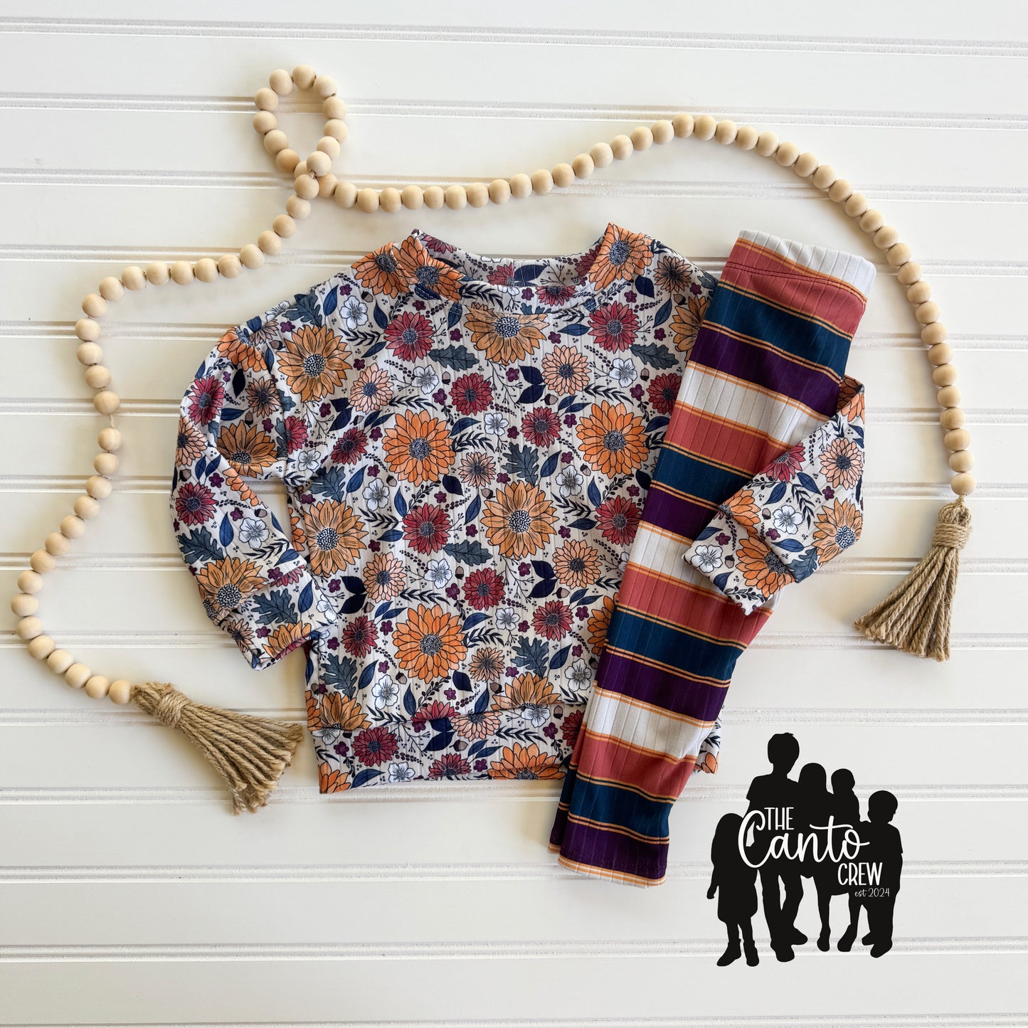 18/24 Dolman Long Sleeve & 2T leggings -- Sketch Floral & Stripes