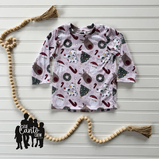 2T Basic Tee 3/4 Sleeve -- Here Comes Santa