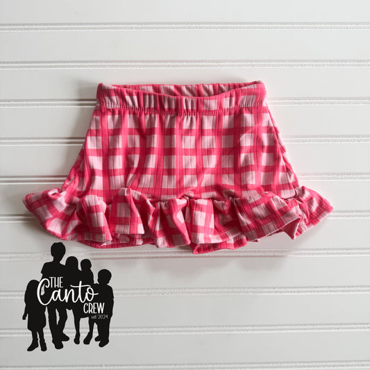 2T Ruffle Skort -- Pink Checks