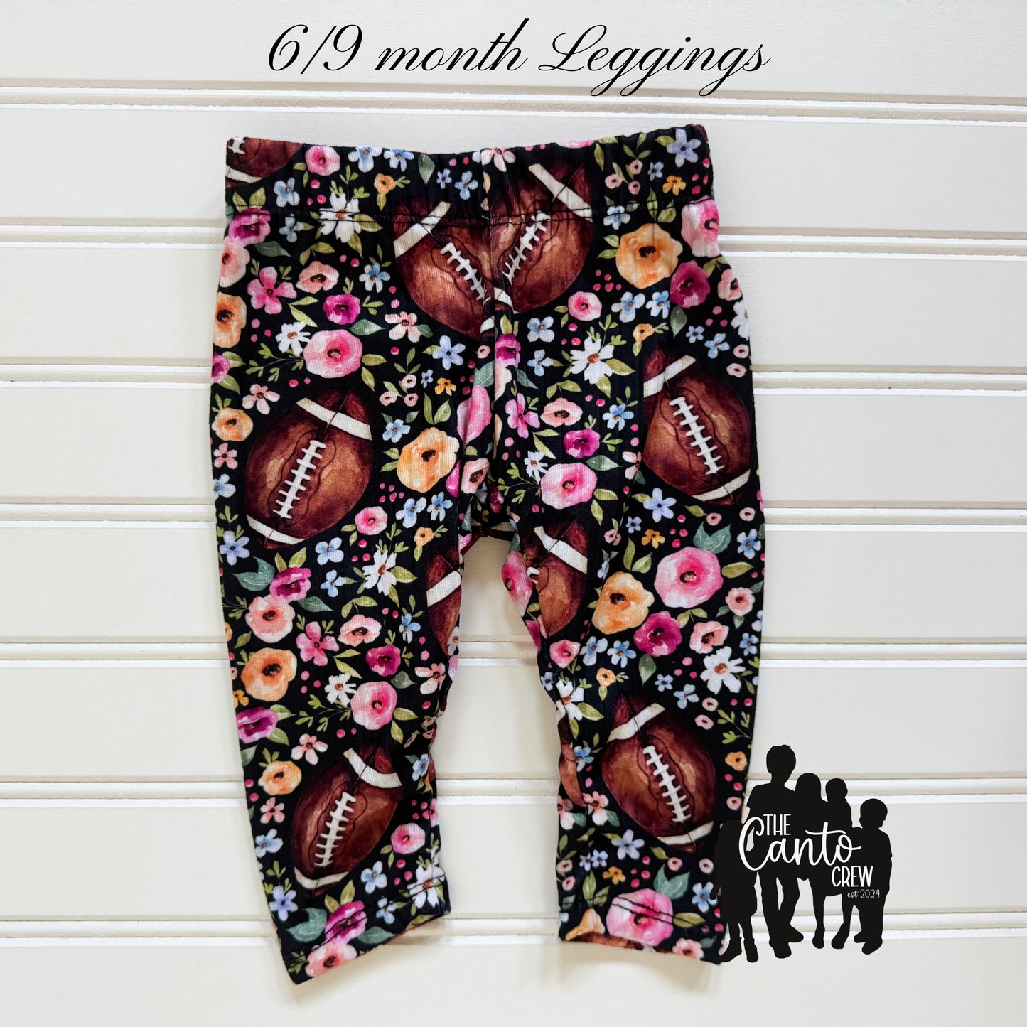 6/9 Month Leggings -- Football Floral