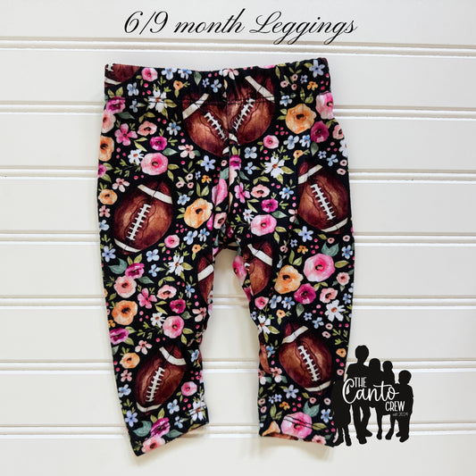 6/9 Month Leggings -- Football Floral