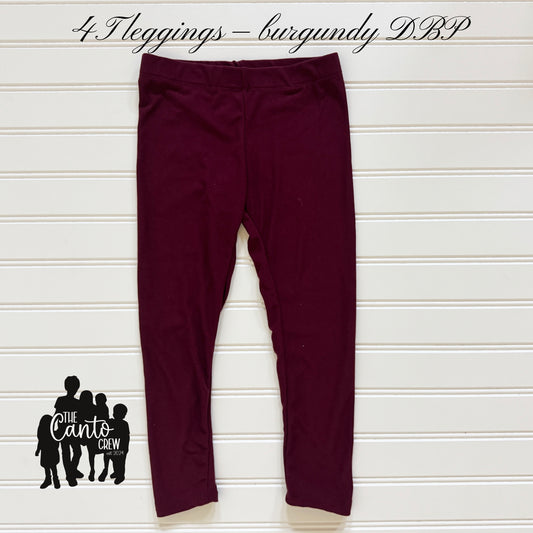 4T Leggings -- Burgundy DBP